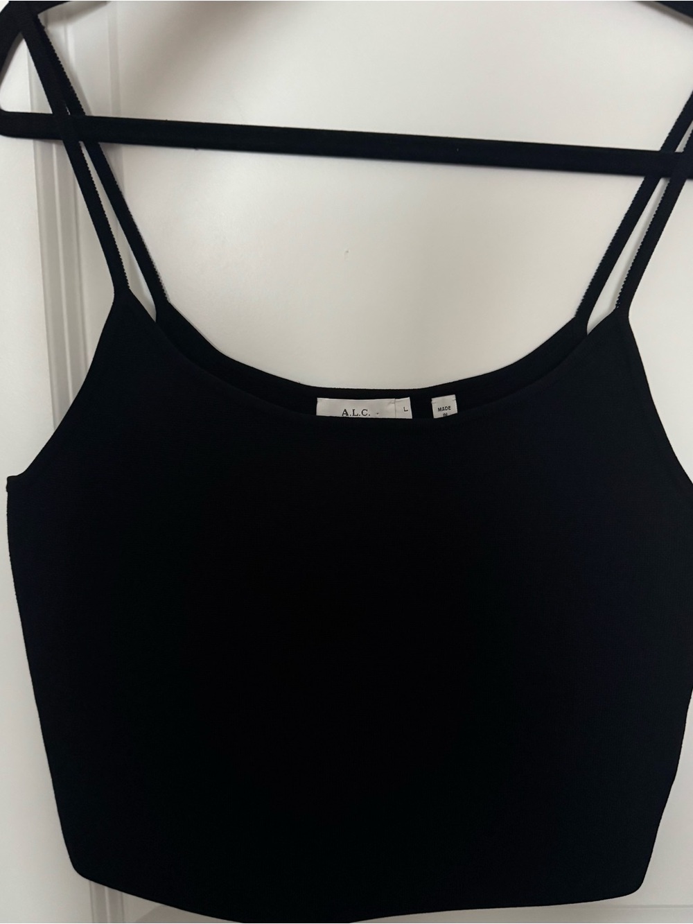 A.L.C. Black Double-Strap Cropped Cami